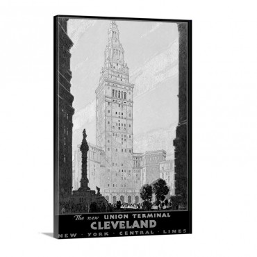 Cleveland Union Train Terminal Vintage Advertising Poster Wall Art - Canvas - Gallery Wrap