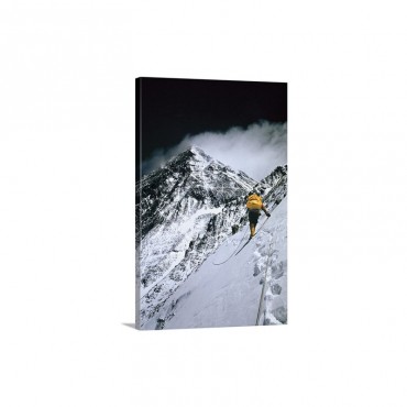 Climbers 25000 Feet Up Push On Toward The Summit Of Mount Everest Wall Art - Canvas - Gallery Wrap