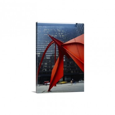 Close Up Of A Structure In Front Of A Building Alexander Calder Federal Plaza Chicago Illinois Wall Art - Canvas - Gallery Wrap