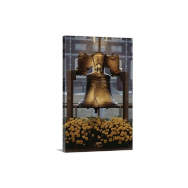 Close View Of The Liberty Bell And Flowers Beneath It Wall Art - Canvas - Gallery Wrap