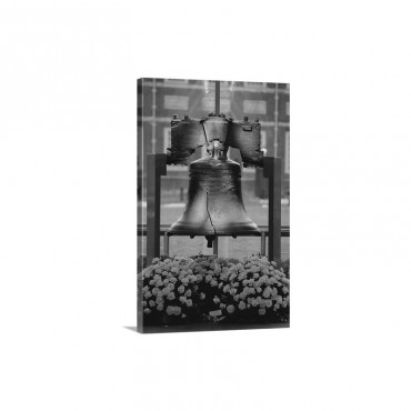 Close View Of The Liberty Bell And Flowers Beneath It Wall Art - Canvas - Gallery Wrap