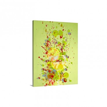Cocktail And Fruit Against Splatterd Background Wall Art - Canvas - Gallery Wrap