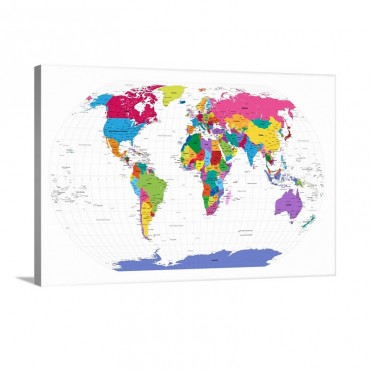 Colored Art Map Of The World Wall Art  - Canvas - Gallery Wrap