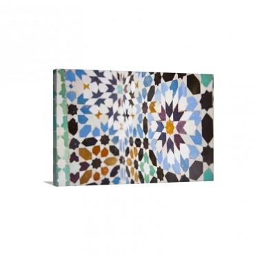 Colourful Mosaic At Medersa Ben Youssef Marrakech Morocco Africa Wall Art - Canvas - Gallery Wrap
