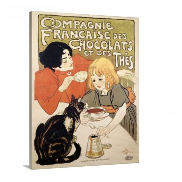 Compagnie Francaise Des Chocolats Et Des Thes Vintage Poster By Theophile Alexandre Steinlen Wall Art - Canvas - Gallery Wrap