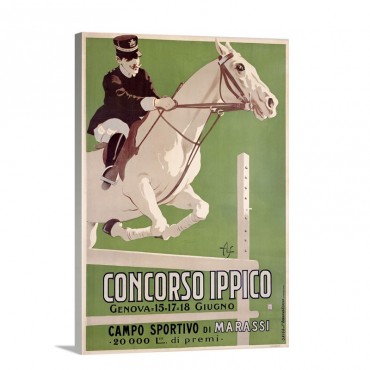 Concorso Ippico Campo Sportivo Di Marassi Vintage Poster Wall Art - Canvas - Gallery Wrap