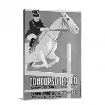 Concorso Ippico Campo Sportivo Di Marassi Vintage Poster Wall Art - Canvas - Gallery Wrap
