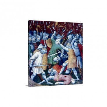 Conquest Of Damietta In 1219During The 5th Crusade French Gothic Miniature Painting Wall Art - Canvas - Gallery Wrap