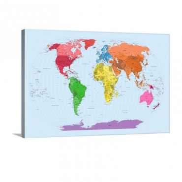 Continent Map Of The World Wall Art - Canvas - Gallery Wrap