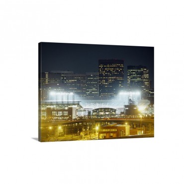 Coors Field Lit Up At Night Denver Colorado Wall Art - Canvas - Gallery Wrap