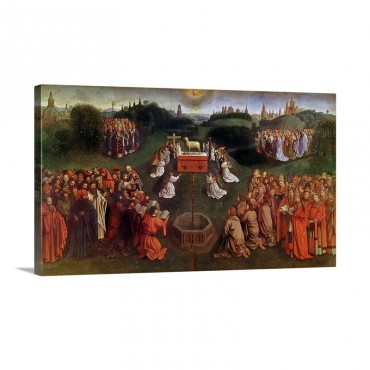 Copy Of The Adoration Of The Mystic Lamb From The Ghent Altarpiece Wall Art - Canvas - Gallery Wrap