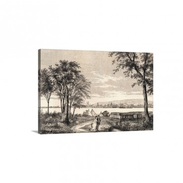 Couple Strolling In Park Across From Montreal Wall Art - Canvas - Gallery Wrap