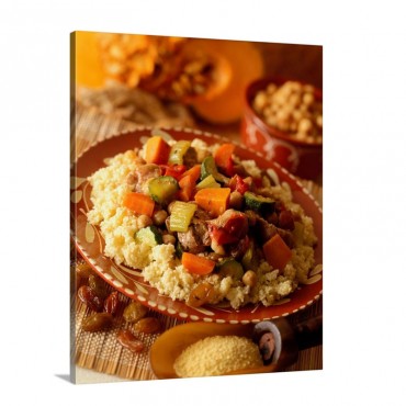 Couscous With Lamb North Africa Cuisine Morocco Cuisine Wall Art - Canvas - Gallery Wrap