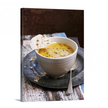 Cream Of Lentil Soup With Unleavened Bread Wall Art - Canvas - Gallery Wrap