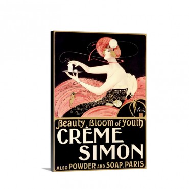 Creme Simon Beauty Bloom Of Youth Vintage Poster By Emilio Vila Wall Art - Canvas - Gallery Wrap