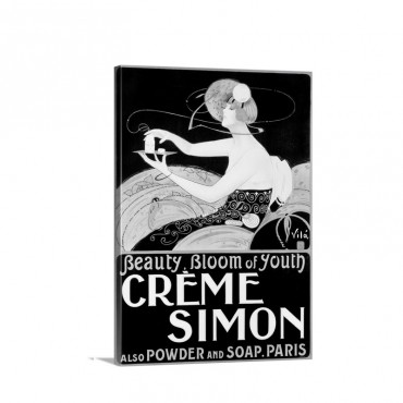 Creme Simon Beauty Bloom Of Youth Vintage Poster By Emilio Vila Wall Art - Canvas - Gallery Wrap