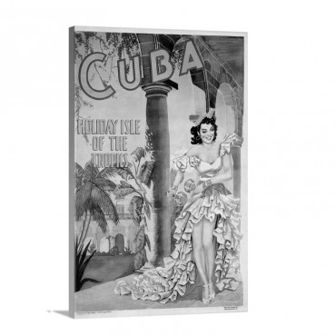 Cuba Holiday Isle Of The Tropics Vintage Poster Wall Art - Canvas - Gallery Wrap