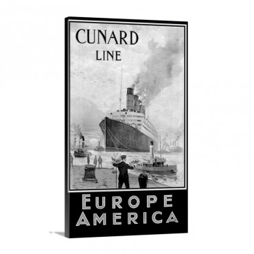 Cunard Line From Europe To America Vintage Poster Wall Art - Canvas - Gallery Wrap