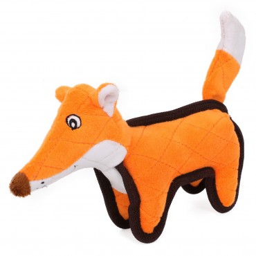 Pet Life Foxy-Tail Quilted Plush Animal Squeak Chew Tug Dog Toy