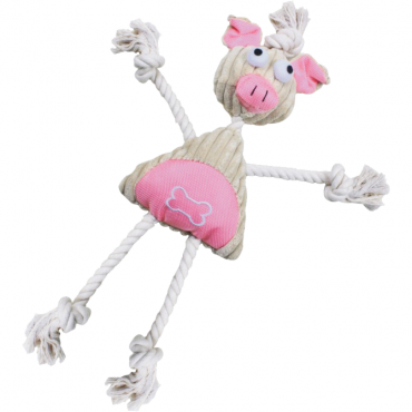 Jute And Rope Plush Pig Manniquen - Pet Toy 