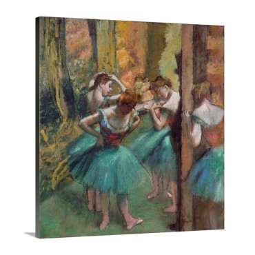 Dancers Pink And Green Wall Art - Canvas - Gallery Wrap