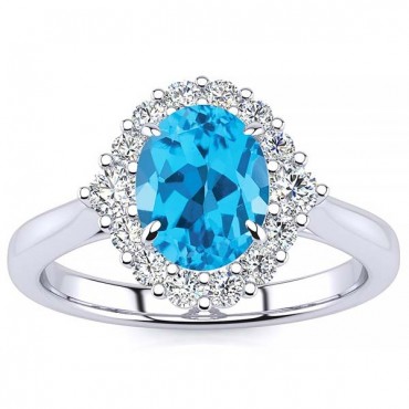 Debora Blue Topaz Ring - White Gold