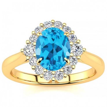 Debora Blue Topaz Ring - Yellow Gold