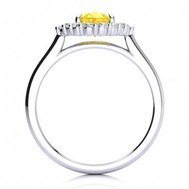 Debora Yellow Citrine Ring - White Gold