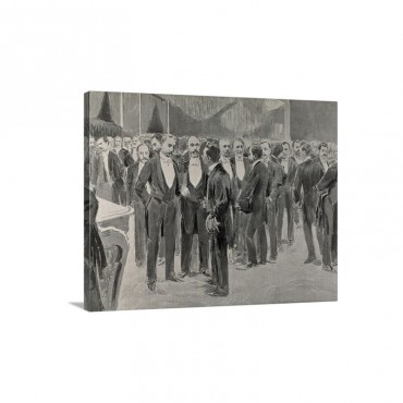 Delegates At Spanish American Social And Economic Congress 1900 Drawing Spain Wall Art - Canvas - Gallery Wrap