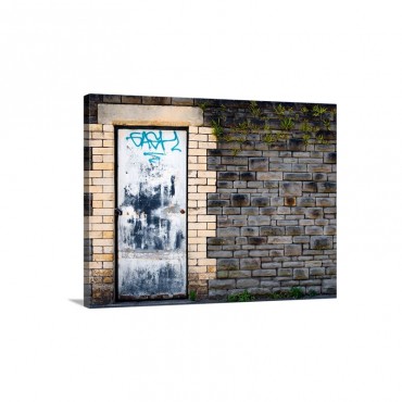 Derelict Door With Graffiti Wall Art - Canvas - Gallery Wrap