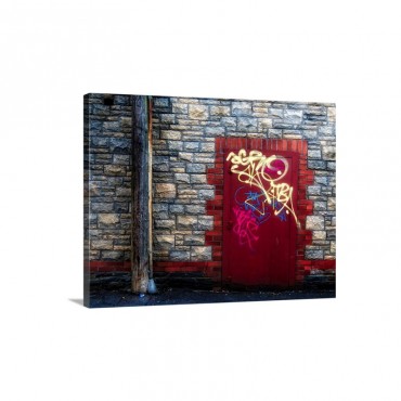 Derelict Door With Graffiti And Lampost Wall Art - Canvas - Gallery Wrap