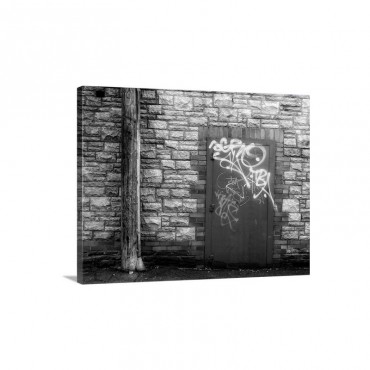Derelict Door With Graffiti And Lampost Wall Art - Canvas - Gallery Wrap