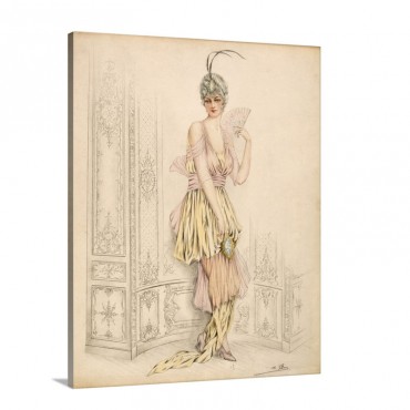 Design For Womans Court Dress By Jules De Ban 1920 Wall Art - Canvas - Gallery Wrap