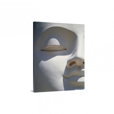 Detail Of The Face Of A White Buddha Sri Lanka Asia Wall Art - Canvas - Gallery Wrap