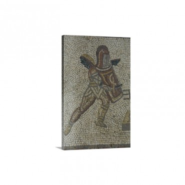 Detail Of A Gladiator From Carpet Border In Mosaic West Sussex England Wall Art - Canvas - Gallery Wrap