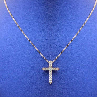 0.18CTW Diamond Cross Necklace For Woman