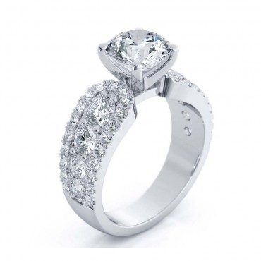 2.00CT Round Forever One Moissanite In 2.50CT.Tw Diamond Engagement Ring