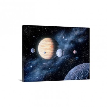 Digital Concept Painting Of The Planets In Our Solar System Wall Art - Canvas - Gallery Wrap