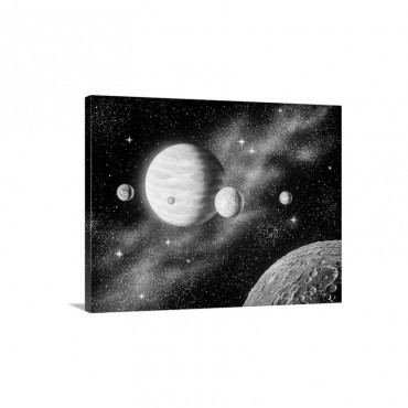 Digital Concept Painting Of The Planets In Our Solar System Wall Art - Canvas - Gallery Wrap