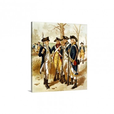 Digitally Restored Vector Painting Of Soldiers Of The Continental Army Wall Art - Canvas - Gallery Wrap