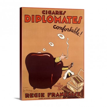 Diplomate Cigar Regie Francaise Vintage Poster Wall Art - Canvas - Gallery Wrap