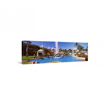 Dolphin Sculptures In A Pool Grand Wailea Resort Hotel And Spa Maui Hawaii Wall Art - Canvas - Gallery Wrap
