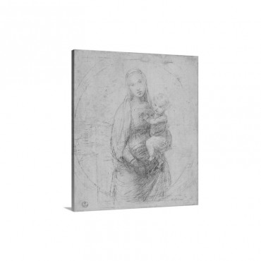 Drawing Madonna And Child At Two Thirds Figure By Raphael C 1500 1520 Uffizi Gallery Wall Art - Canvas - Gallery Wrap