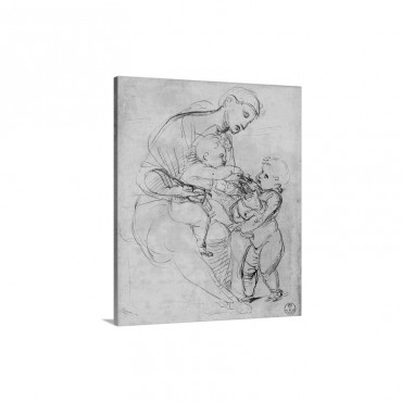 Drawing Madonna And Child With St John By Raphael C 1500 1520 Uffizi Gallery Wall Art - Canvas - Gallery Wrap