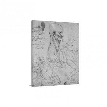 Drawing For Battle Of Anghiari By Leonardo Da Vinci C 1490 1504 Wall Art - Canvas - Gallery Wrap