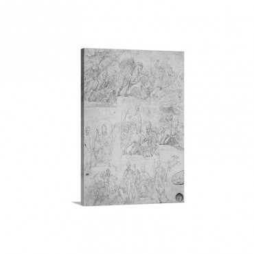 Drawing For St Ambrose On Horseback Chasing The Arians Figino Giovanni Ambrogio Wall Art - Canvas - Gallery Wrap