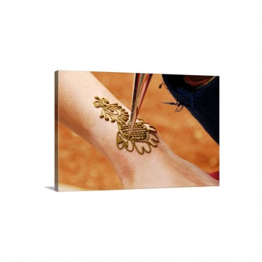 Drawing Henna On Hand New Delhi India Wall Art - Canvas - Gallery Wrap