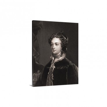 Drawing Of Mary Stuart In Outerwear And Boarding Boat Wall Art - Canvas - Gallery Wrap