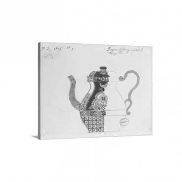 Drawing Of A Turkish Teapot C 1800 50 BY French Artist Alexandre Evariste Fragonard Wall Art - Canvas - Gallery Wrap