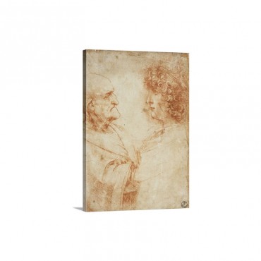 Drawing Of An Old Man And A Youth By Leonardo Da Vinci Wall Art - Canvas - Gallery Wrap